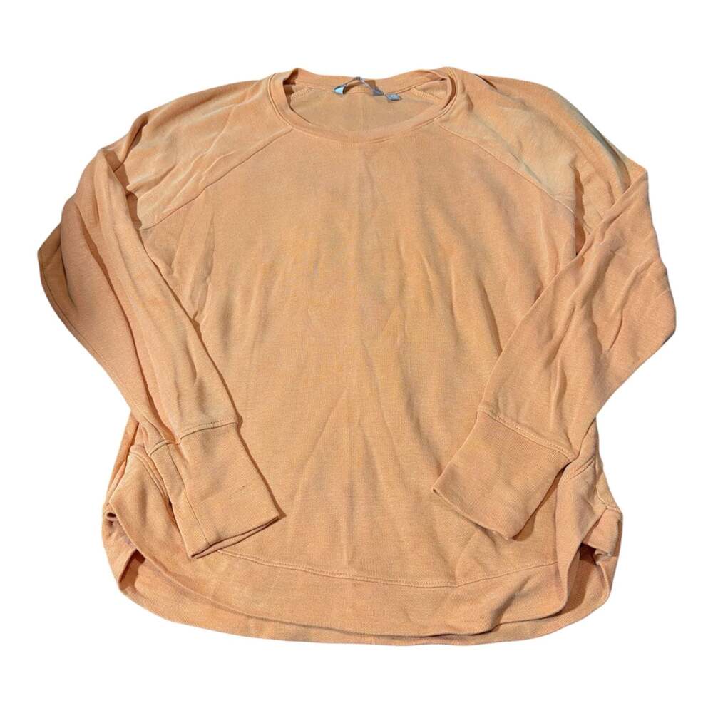Athleta Coaster Luxe Modal Blend Crew Neck Long Sleeve Pullover Sweatshirt Orang